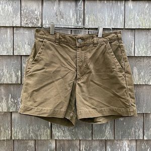 Khaki green Patagonia men’s organic cotton shorts